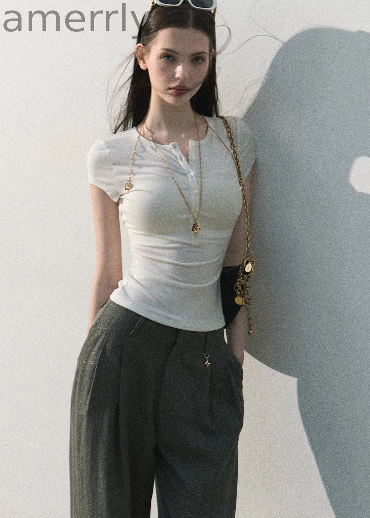 Simple Things Lyocell Button-Neck Tee