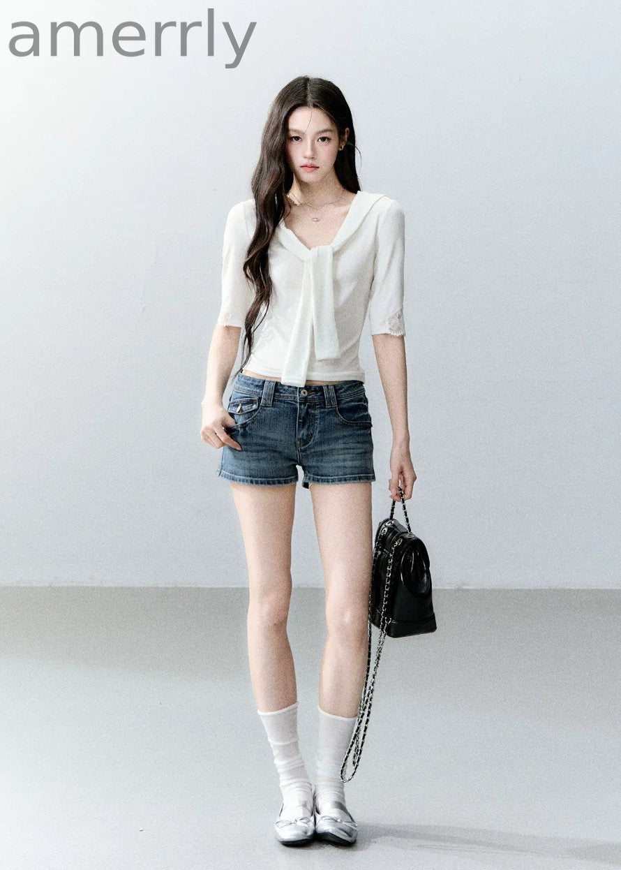 Glass Candy Lace Tie Top Set Set