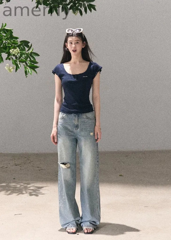 Oxygen U-Neck Wool-Blend Tee