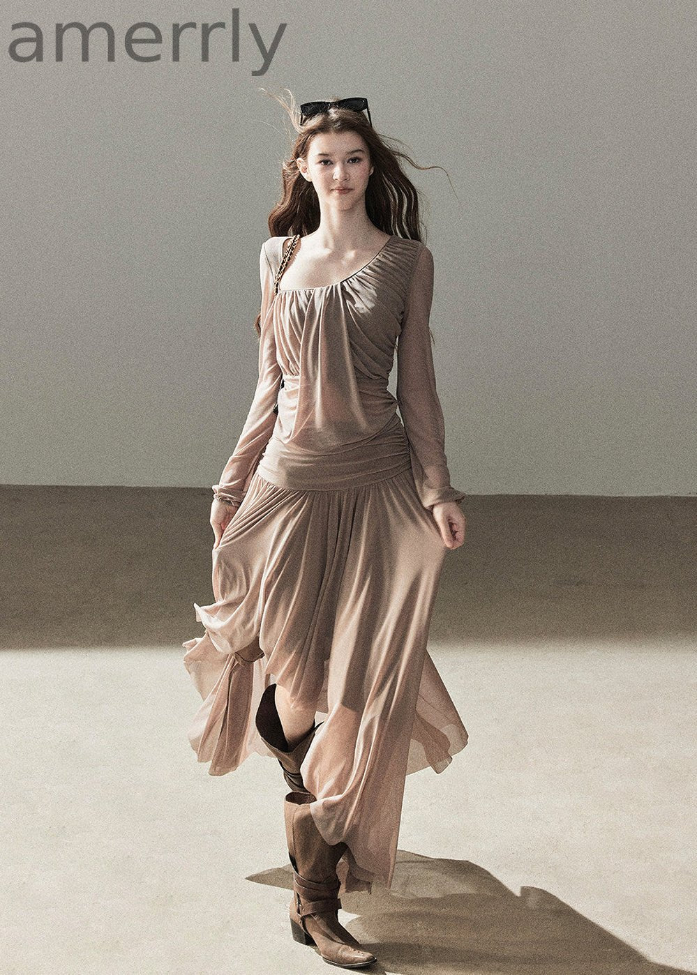Autumn Rain Drape Top & Skirt Set