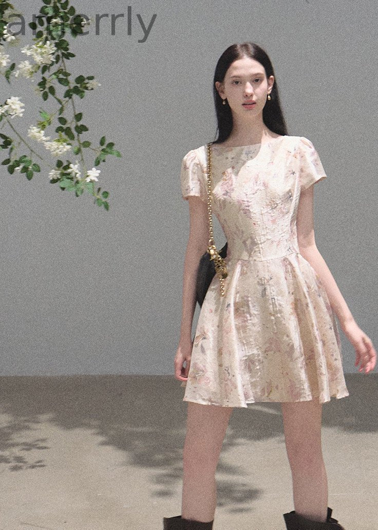 Pink Mist Floral Lace Mini Dress