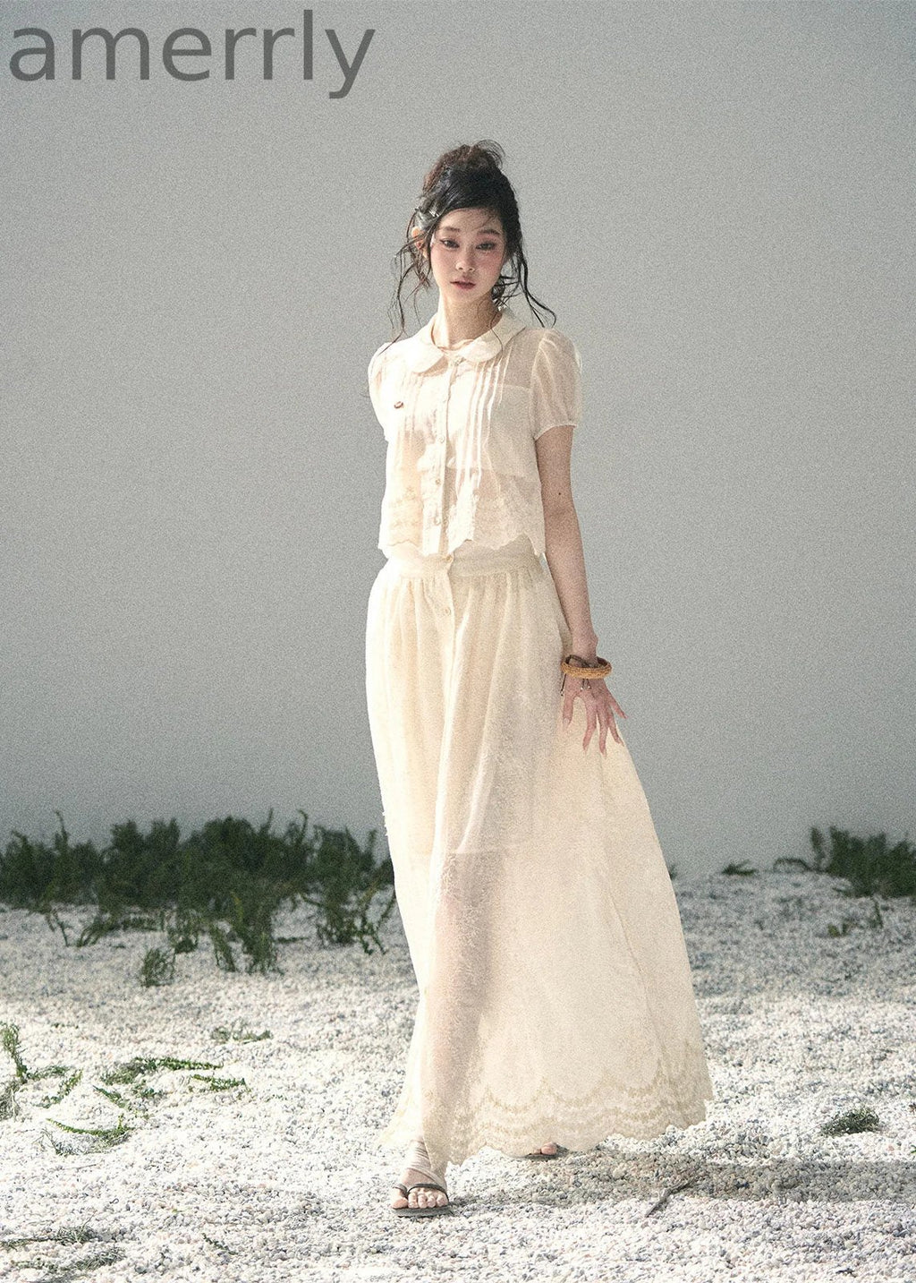 Apricot Blossom Lace Two-Piece Set
