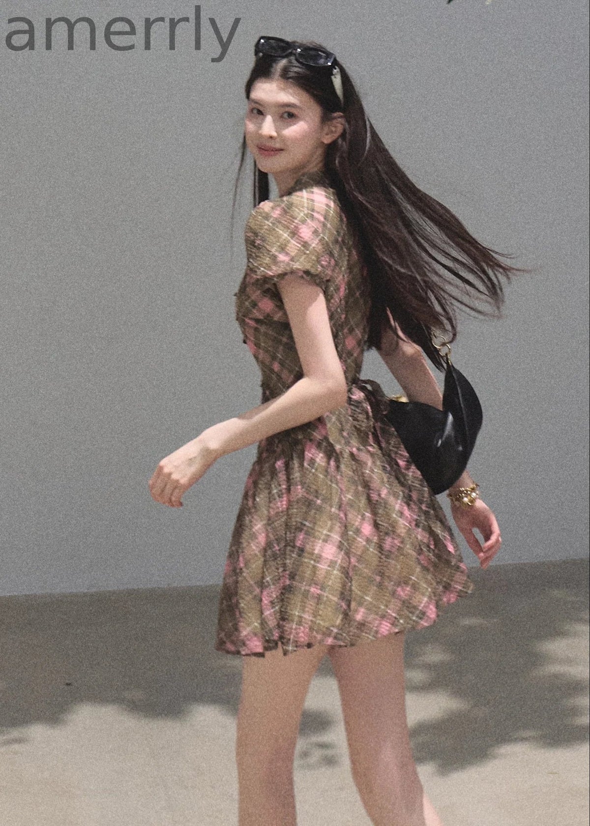 Misty Bloom Waist-Cinching Mini Dress