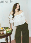 Embroidered Off-Shoulder Ruffle Top