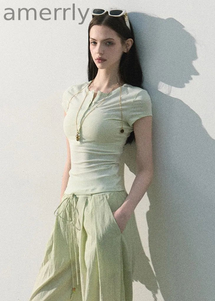 Simple Things Lyocell Button-Neck Tee