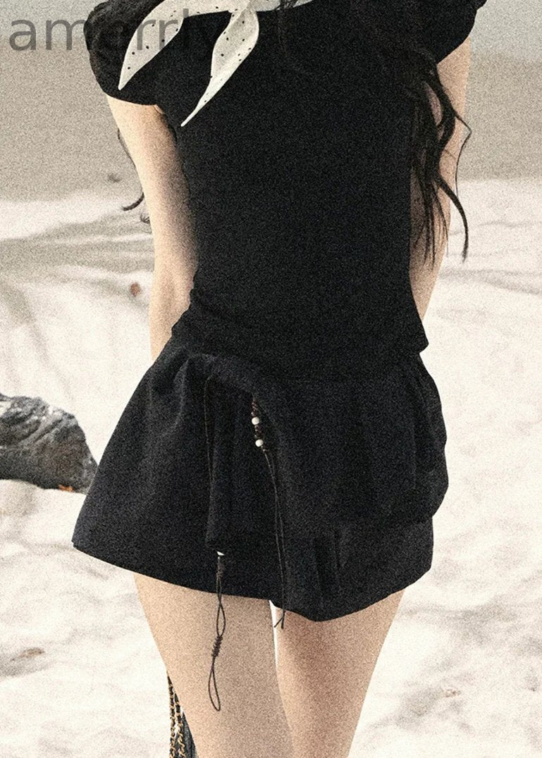 Cascading Pleats Ruffle Skort