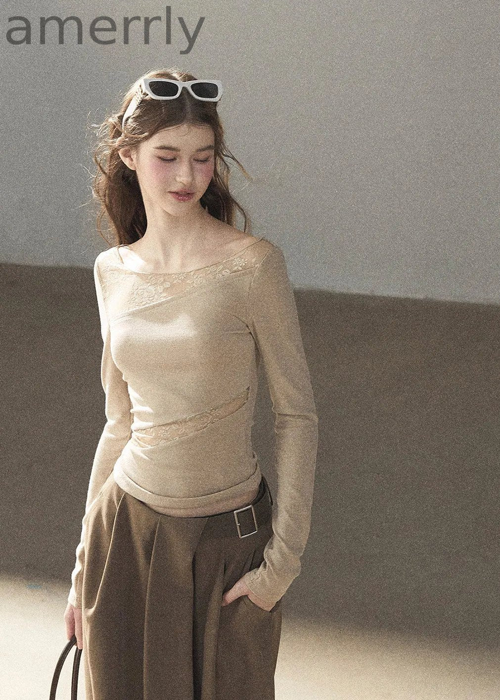 Misty Skin Sheer Lace Long Sleeve Top