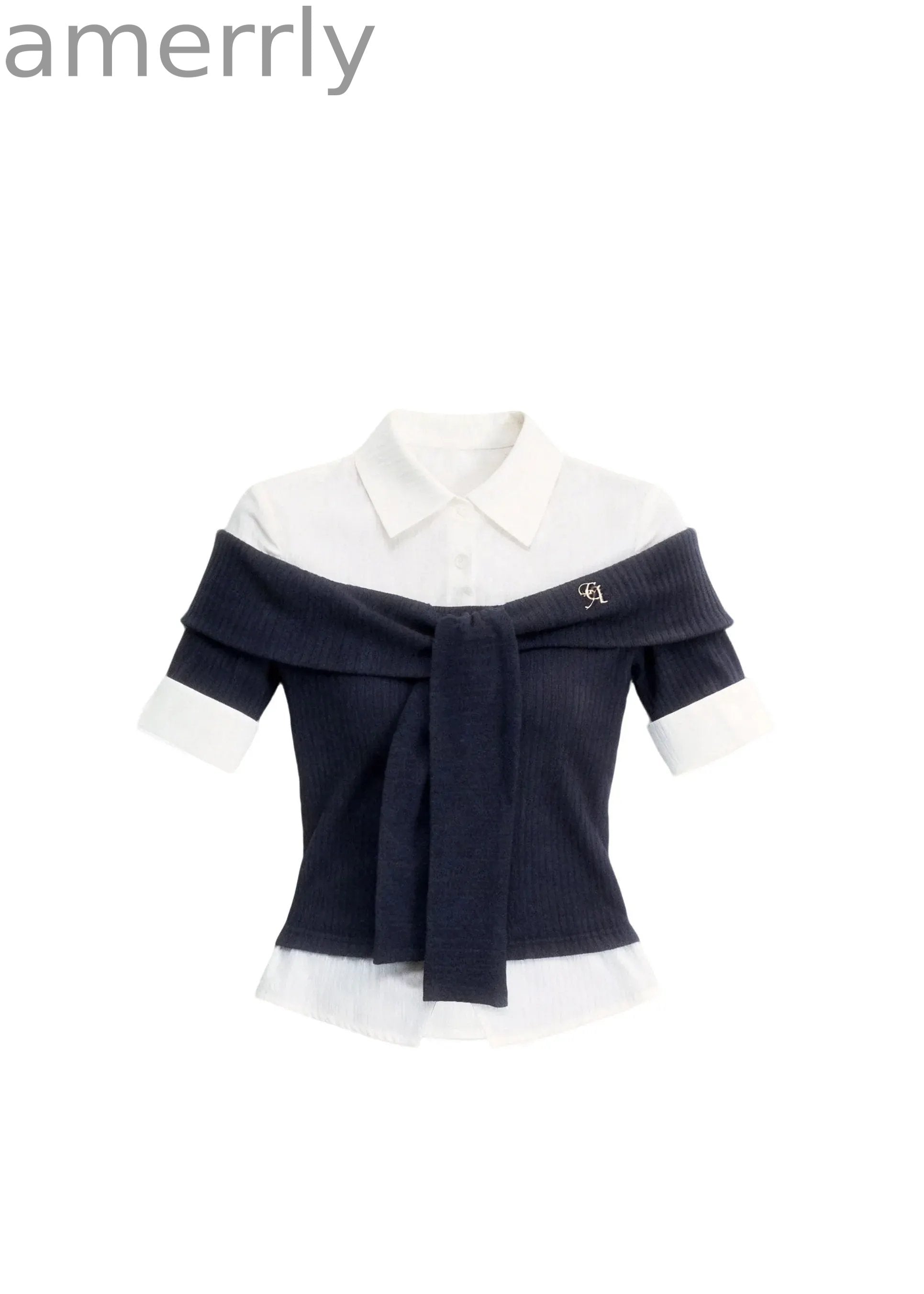 Bailan Manor Layered Waist-Tie Shirt