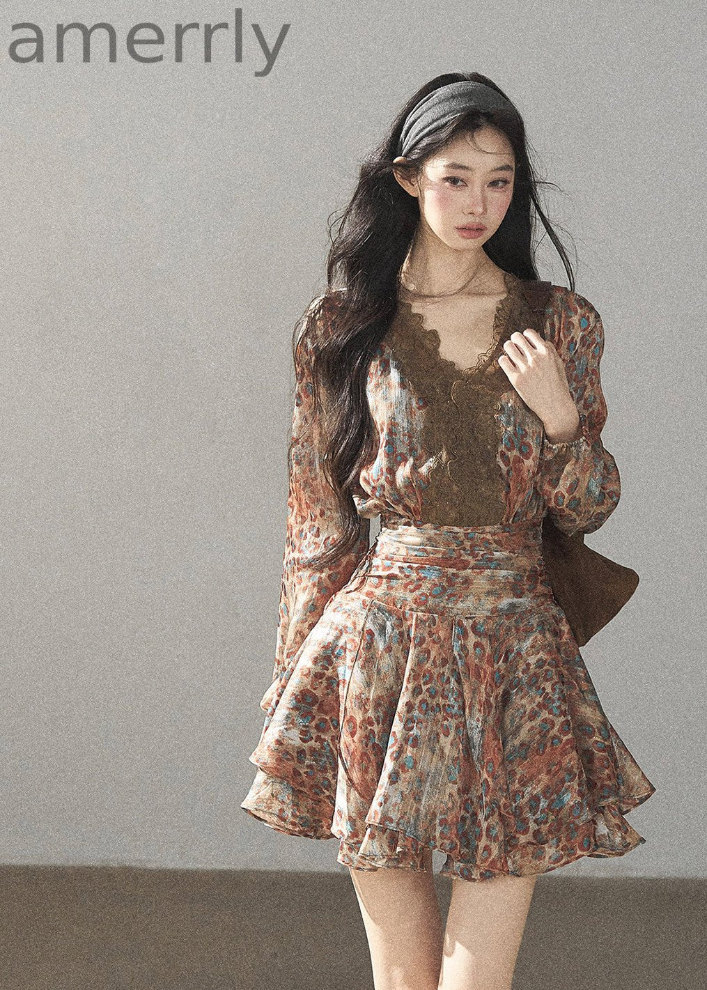 Withered Branch Whisper Floral Chiffon Mini Dress