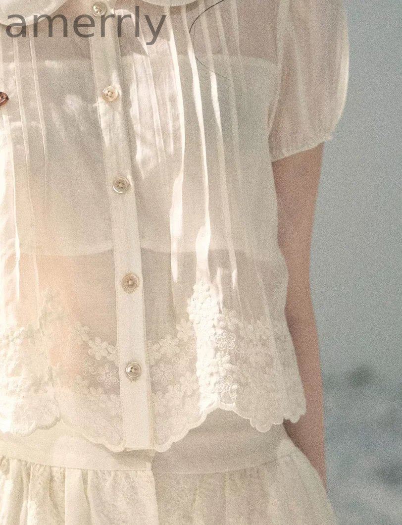 Apricot Blossom Lace Two-Piece Set