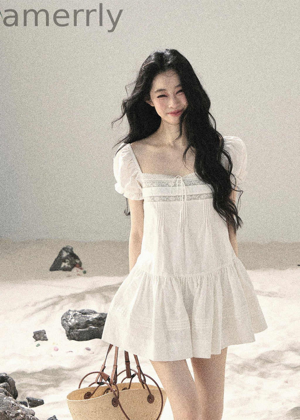 Cloud Light Puff-Sleeve Mini Dress