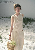 Plain White Wrinkle Poem Two-Piece Set