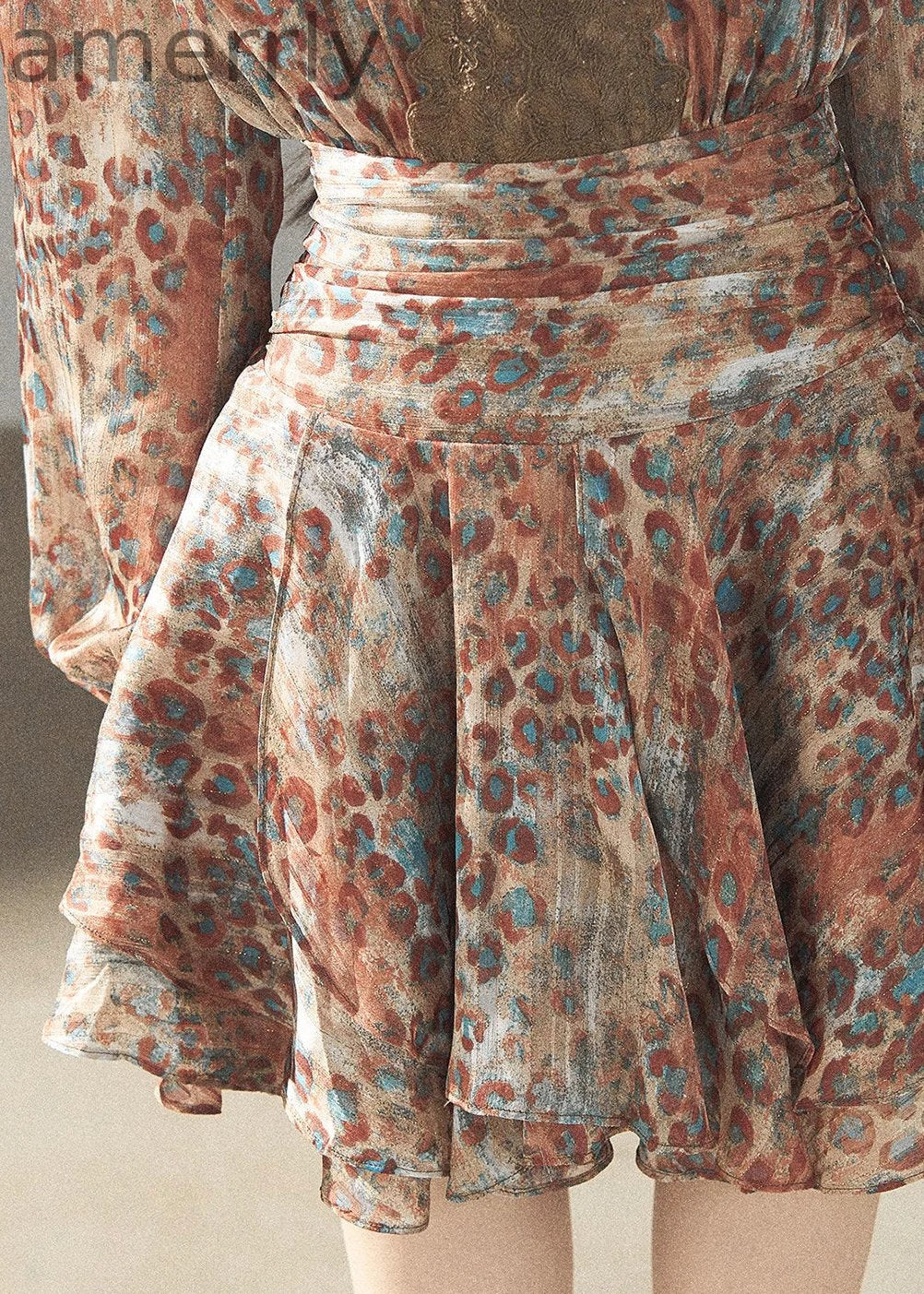 Withered Branch Whisper Floral Chiffon Mini Dress