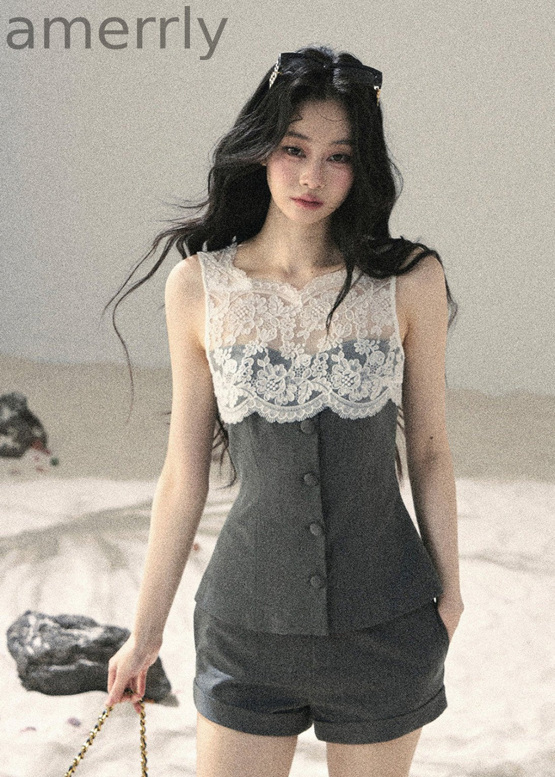 Fog Bloom Lace Top & Shorts Set