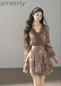 Withered Branch Whisper Floral Chiffon Mini Dress