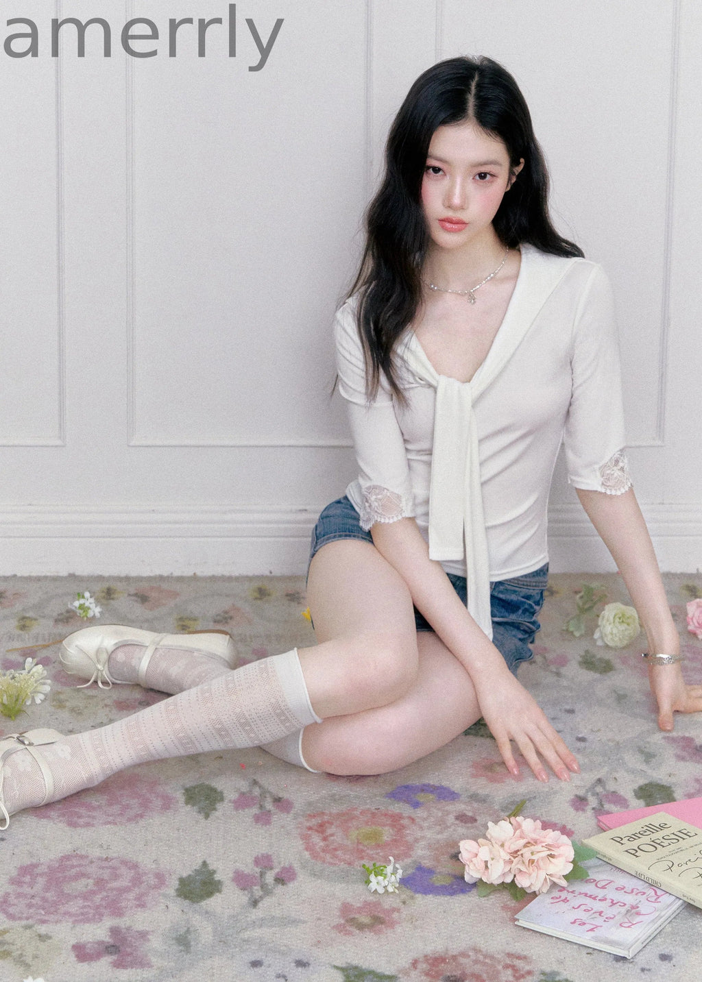 Glass Candy Lace Tie Top Set Set