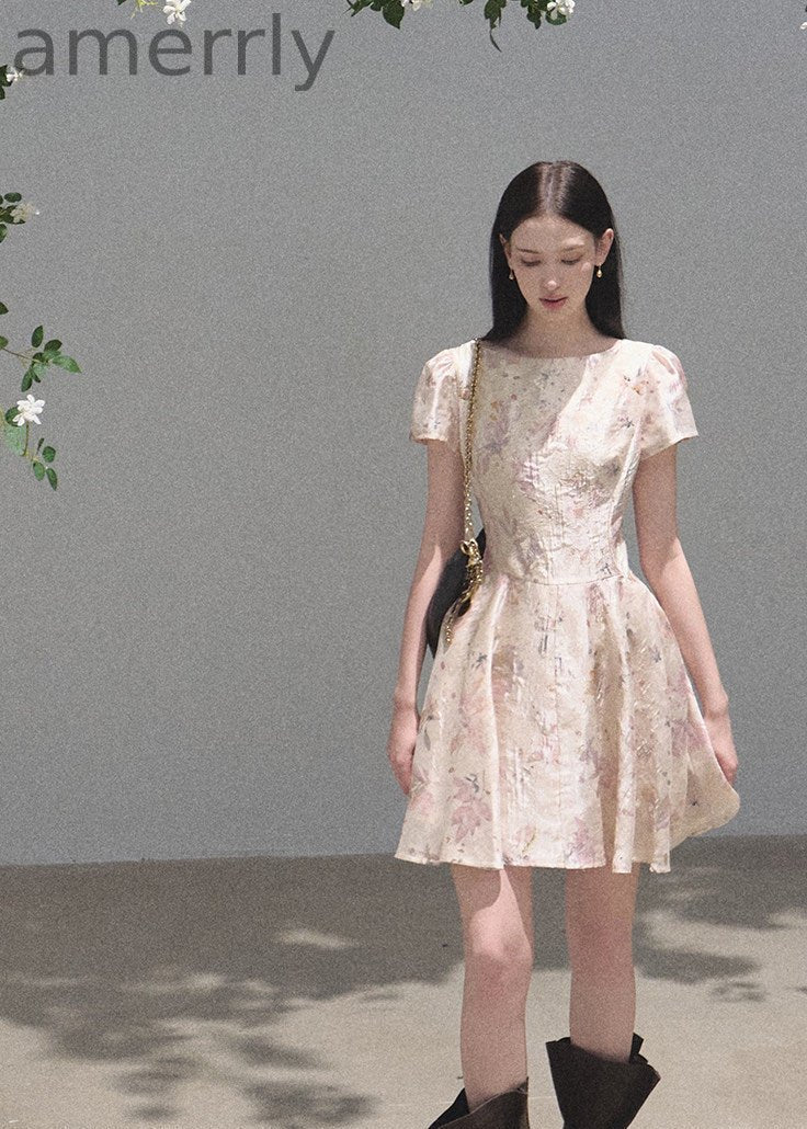 Pink Mist Floral Lace Mini Dress