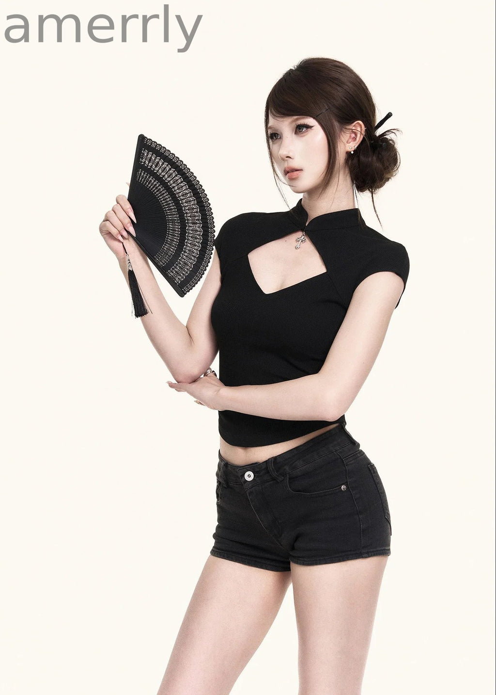 Dark Cross Cutout Crop Top