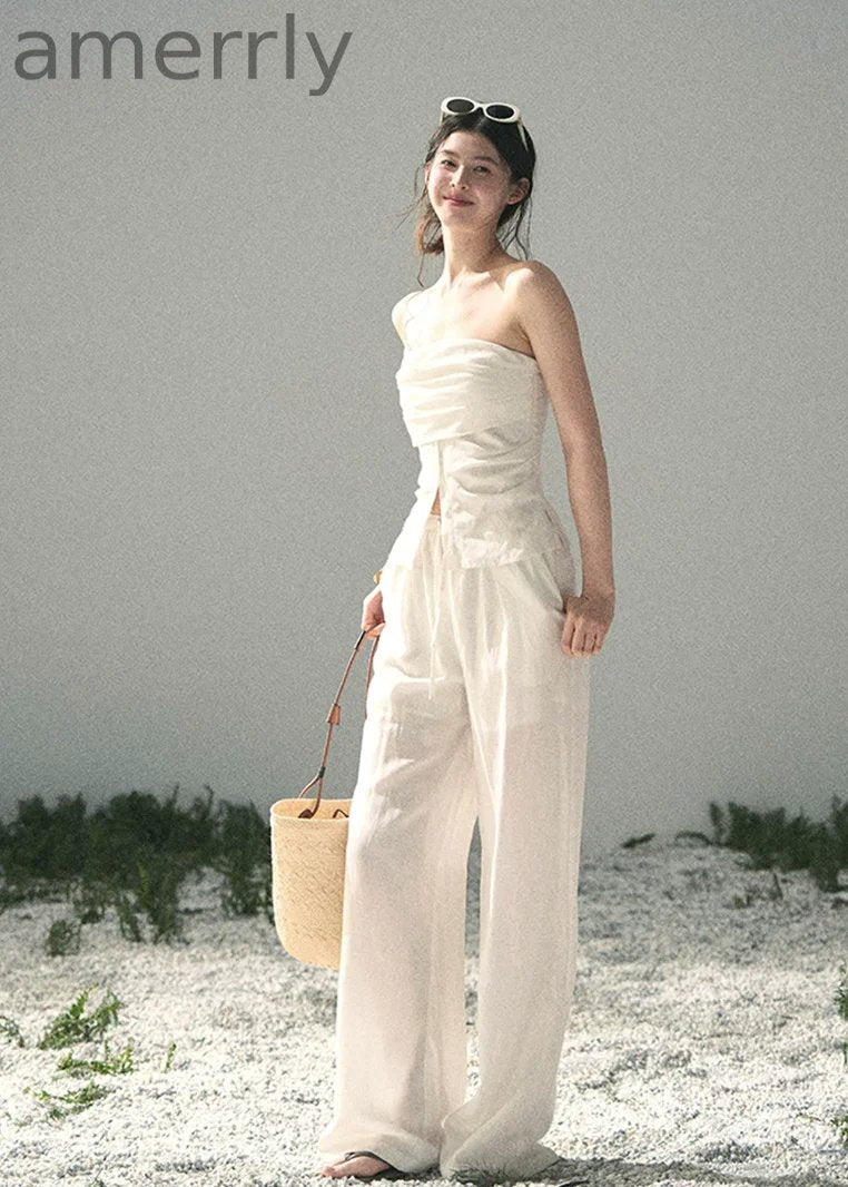 Breath Falls on Shoulders Two-Piece Set