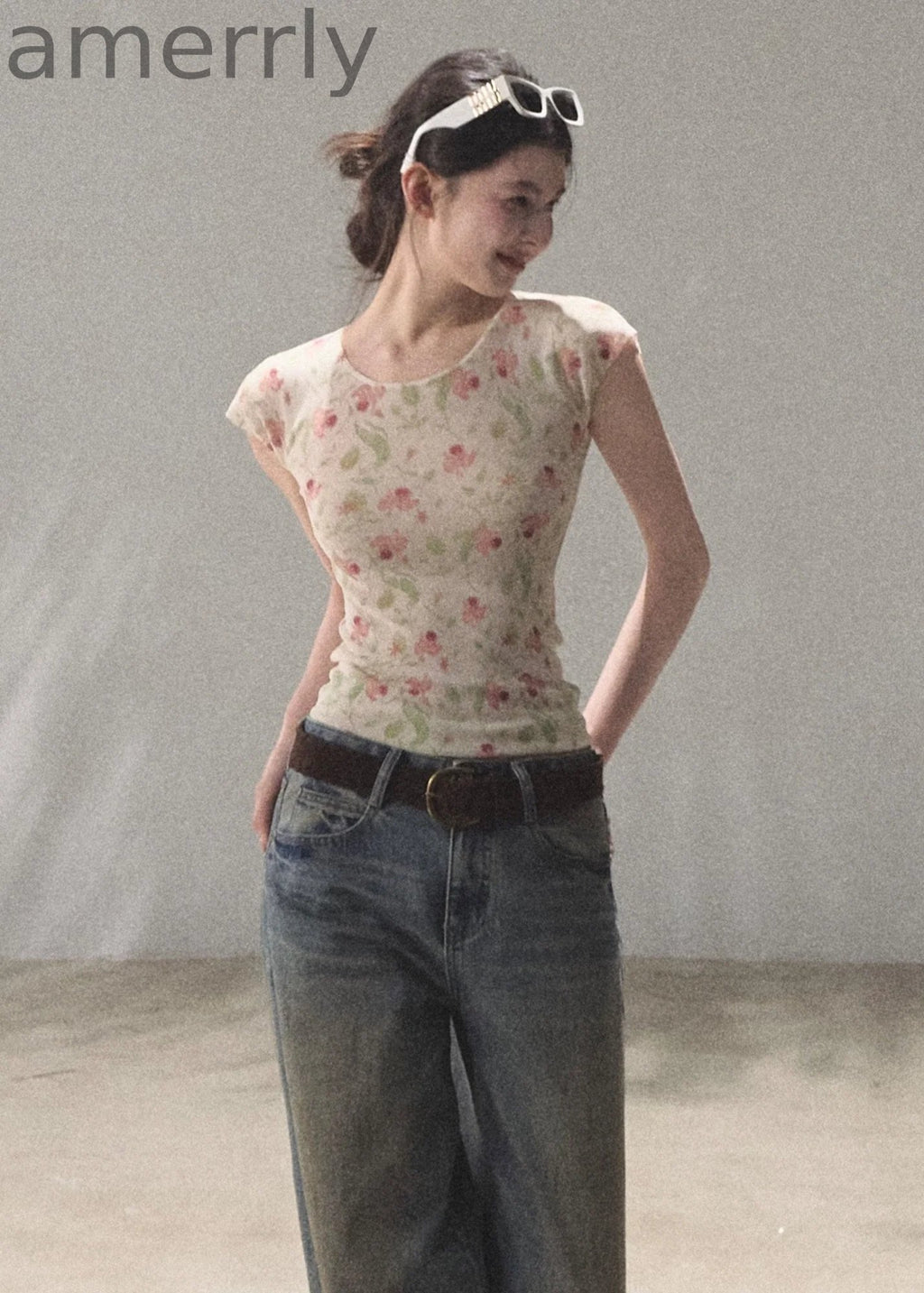 Soft Floral Linen Short Sleeve Top