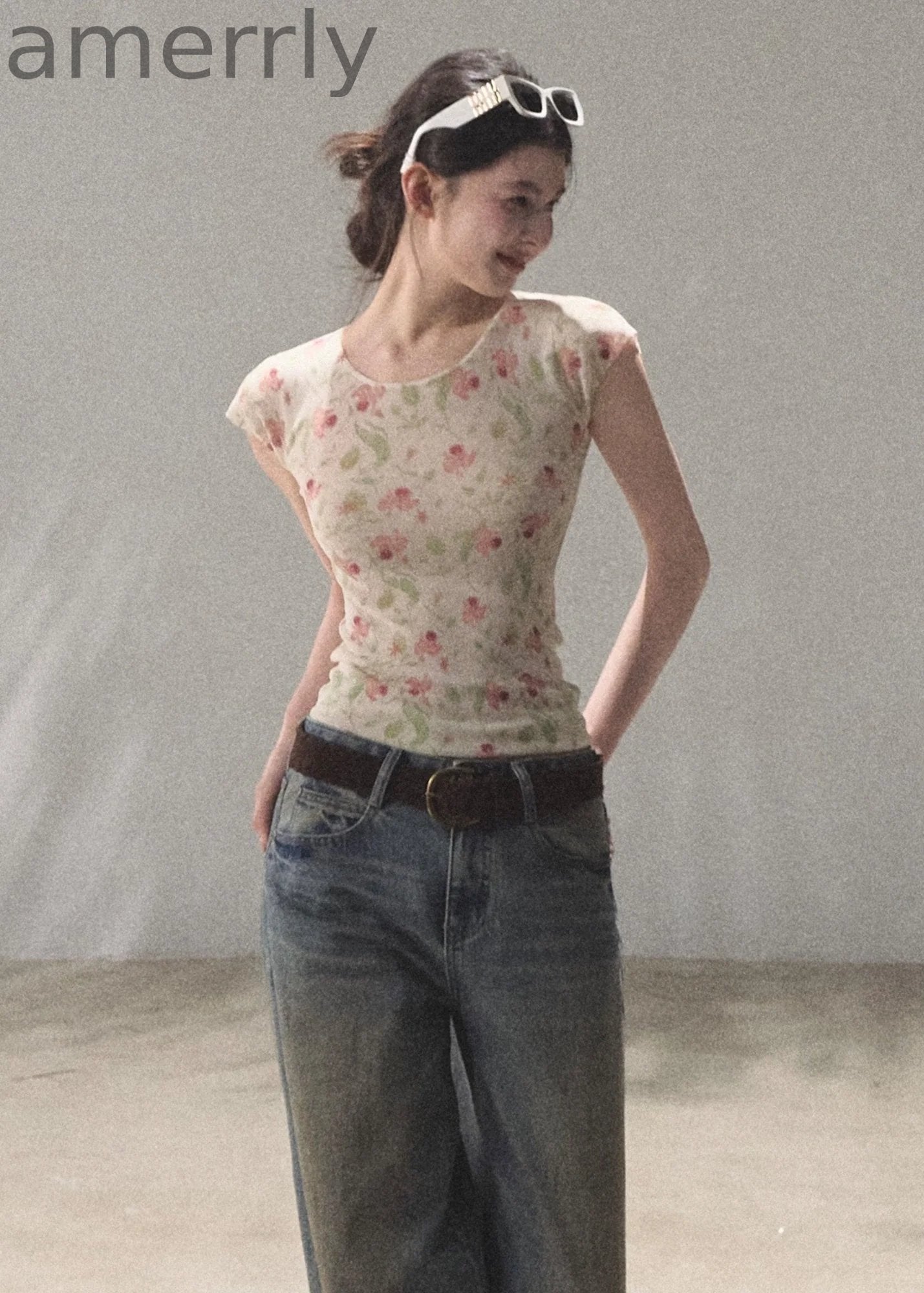 Soft Floral Linen Short Sleeve Top