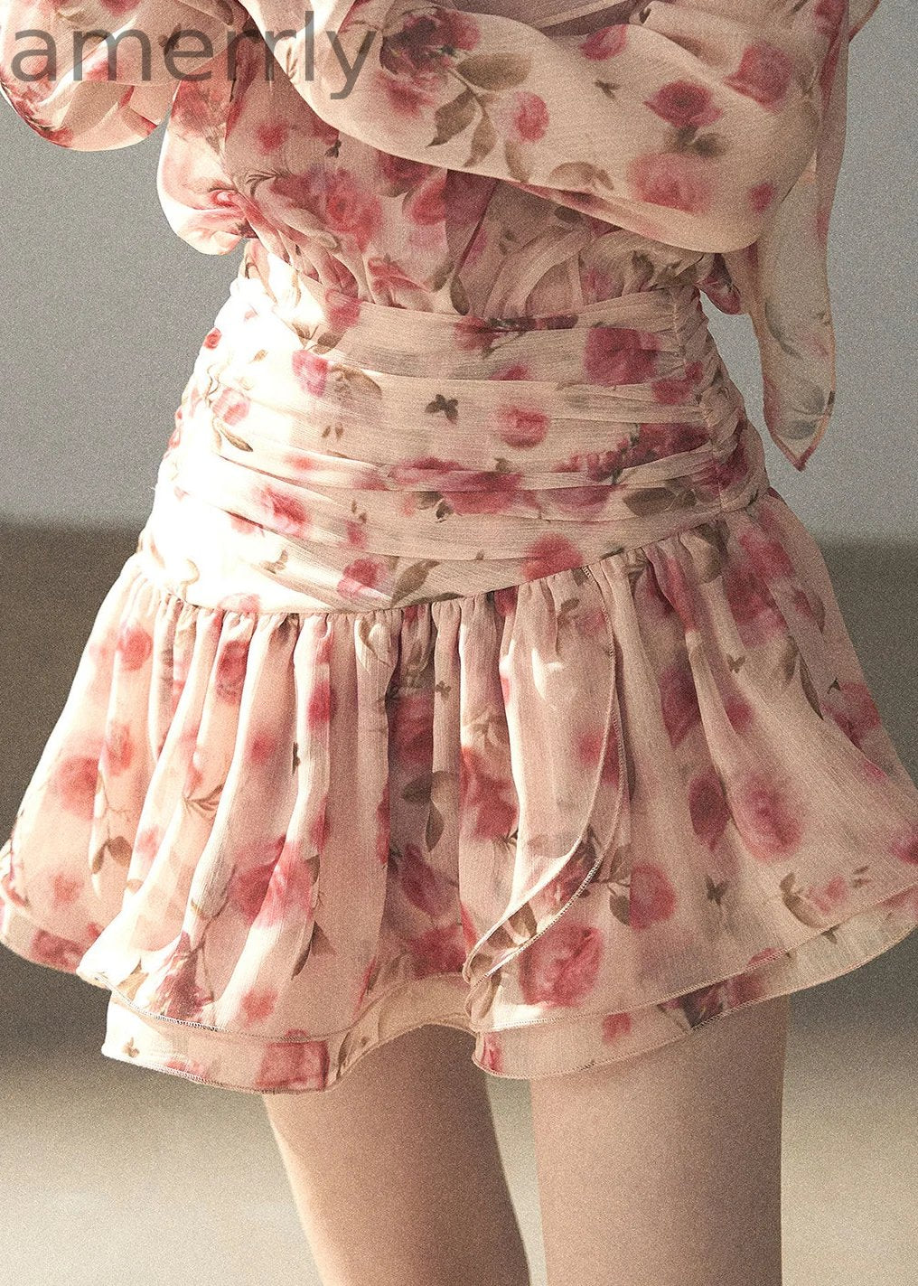 Garden of Longing Floral Chiffon Mini Dress