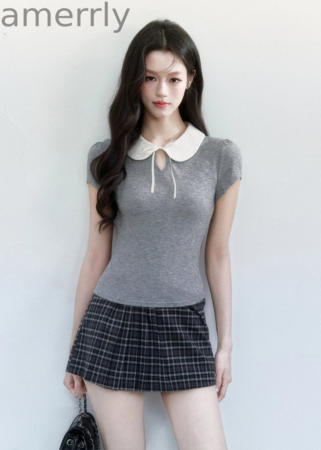Doll Collar Slim Knit T-Shirt