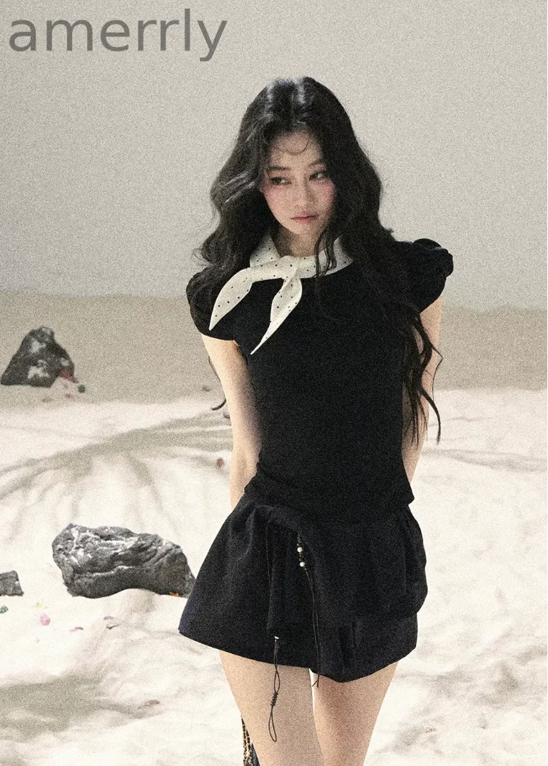 Flowing Galaxy Bow Puff Sleeve Top