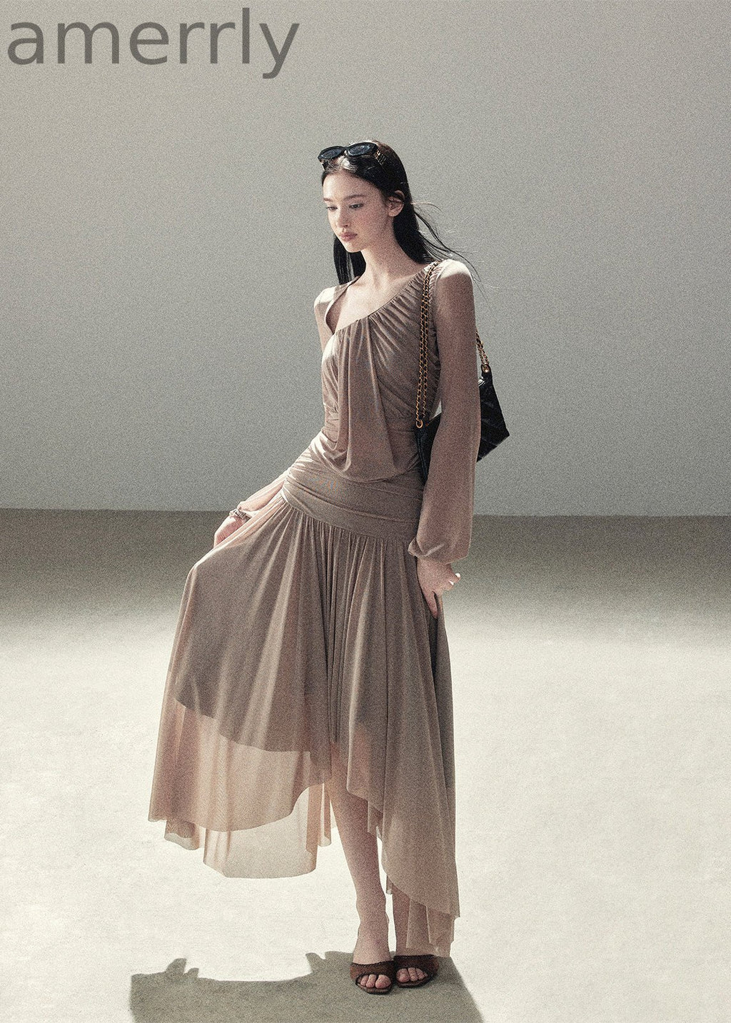Autumn Rain Drape Top & Skirt Set