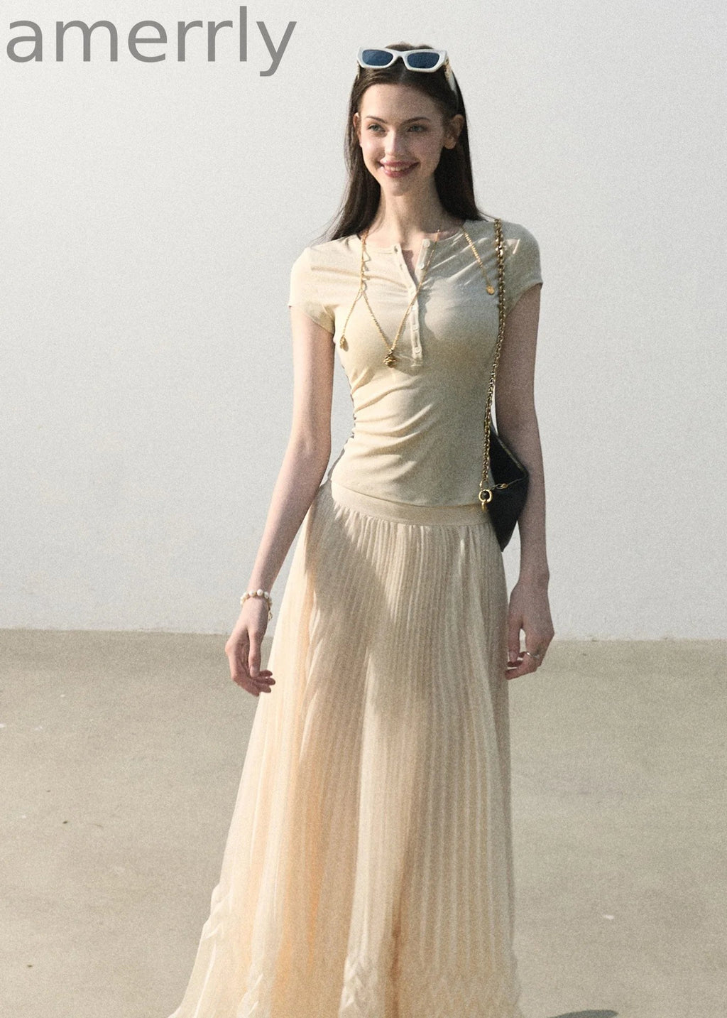 Simple Things Lyocell Button-Neck Tee