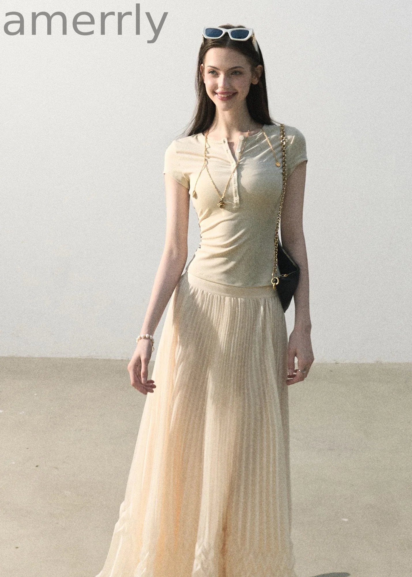 Simple Things Lyocell Button-Neck Tee