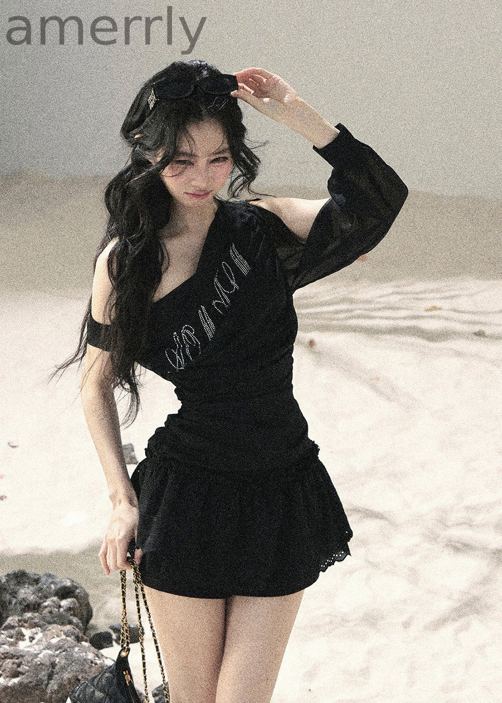Fine Starlight Off-Shoulder Mesh Top