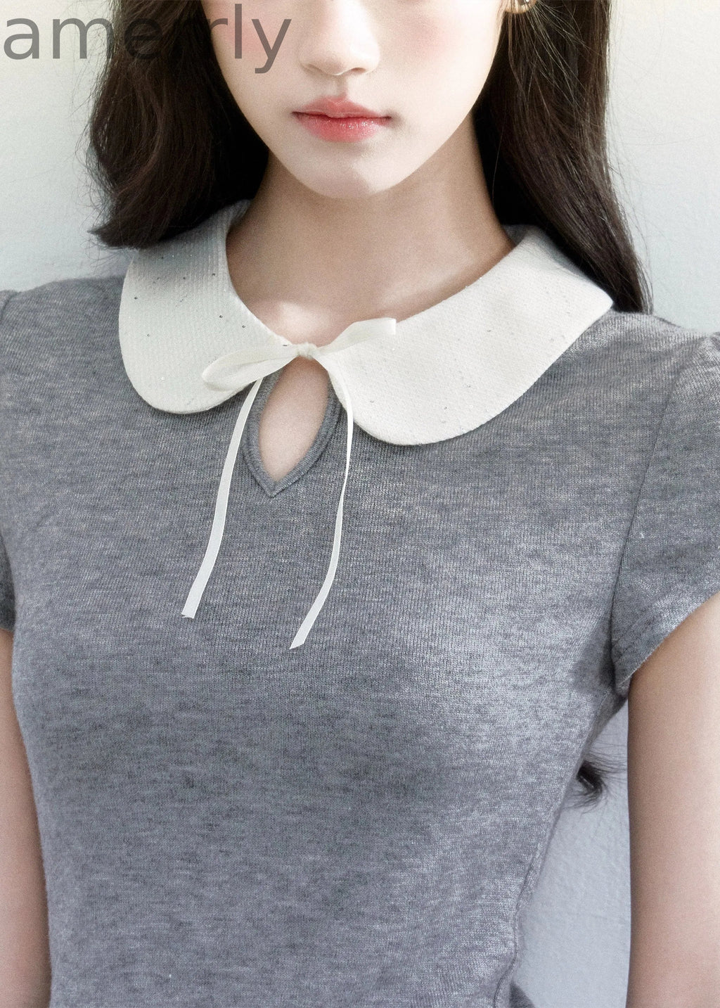 Doll Collar Slim Knit T-Shirt