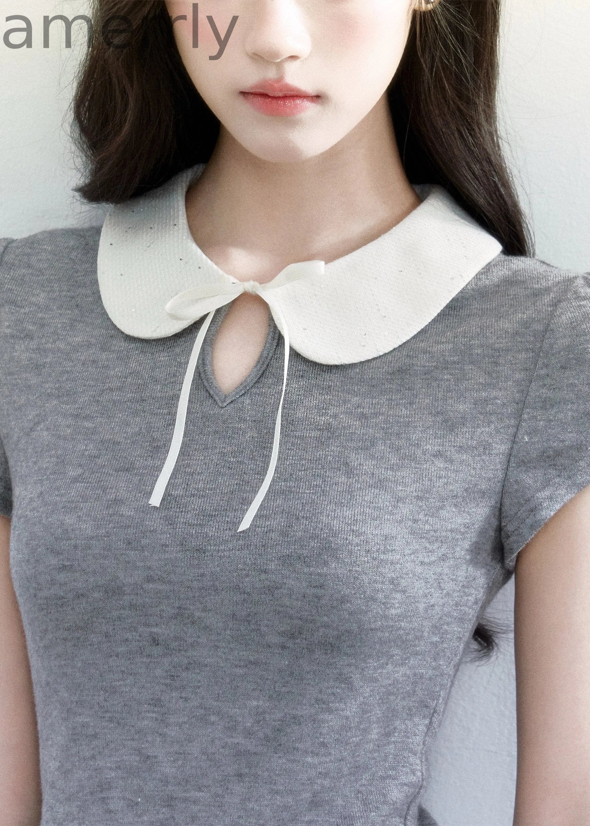 Doll Collar Slim Knit T-Shirt