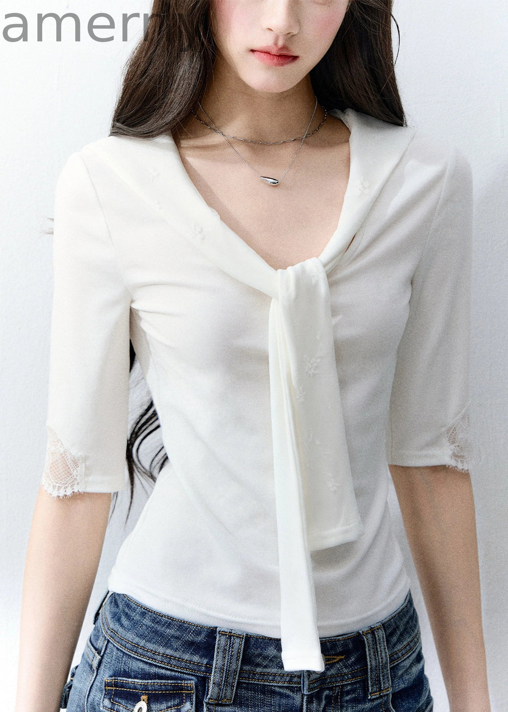 Glass Candy Lace Tie Top Set Set