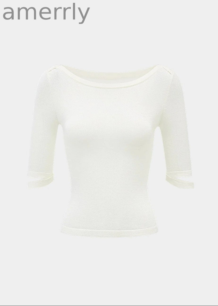 Minimal Off-Shoulder Knit Top