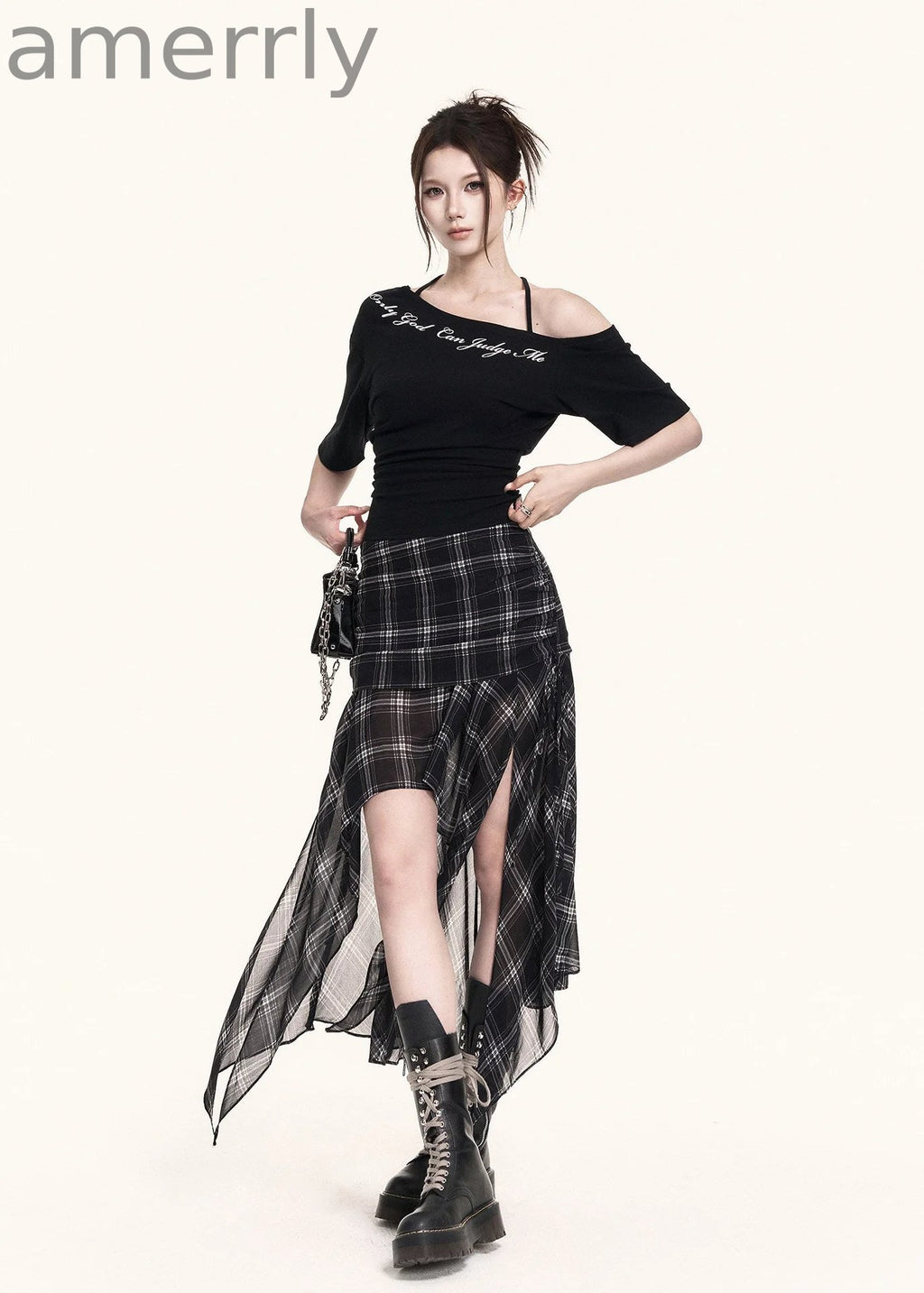 Cross-Shoulder Script Crop Top