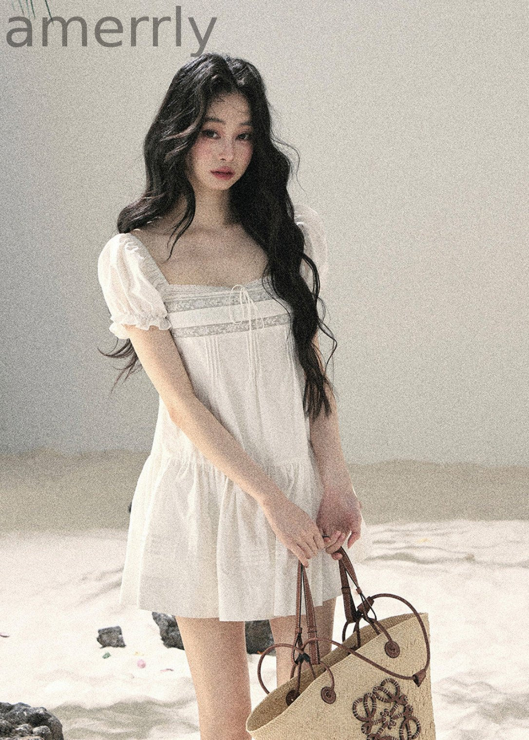 Cloud Light Puff-Sleeve Mini Dress