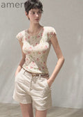 Soft Floral Linen Short Sleeve Top