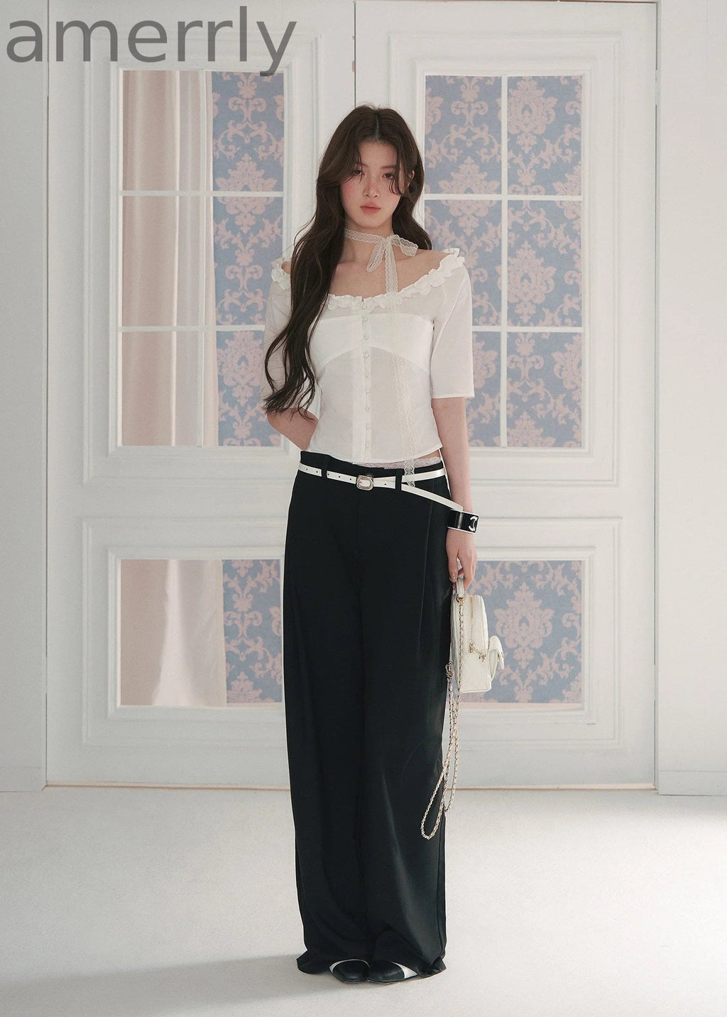 Courtly Prayer Ruffled Off-Shoulder Blouse