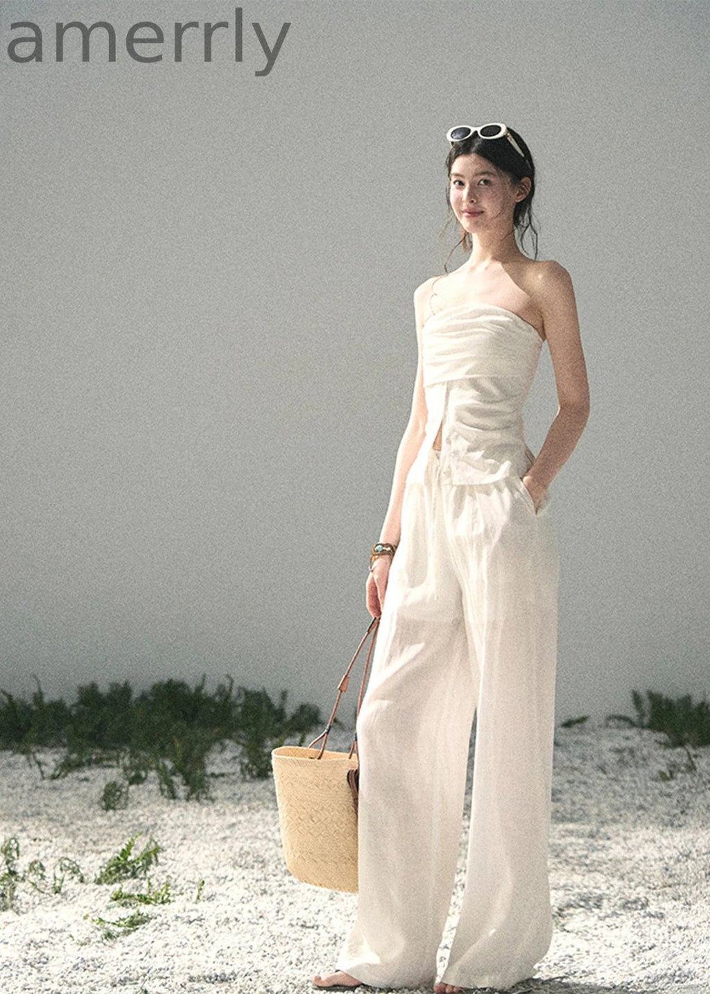 Breath Falls on Shoulders Two-Piece Set