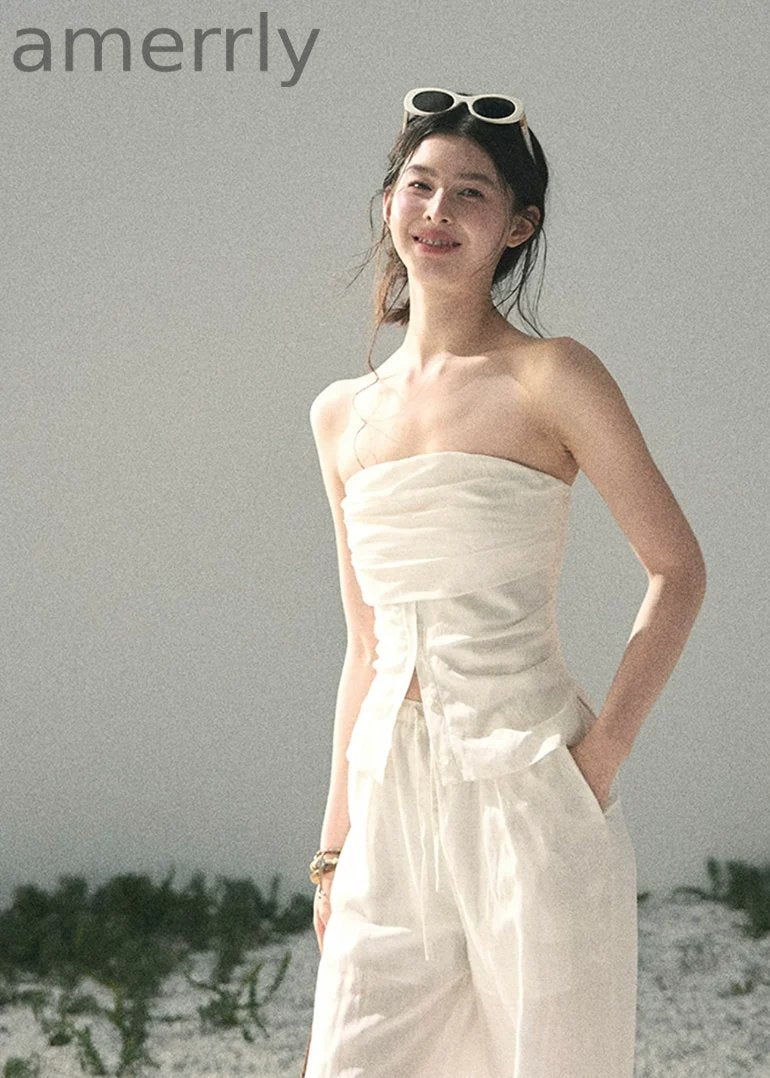 Breath Falls on Shoulders Two-Piece Set