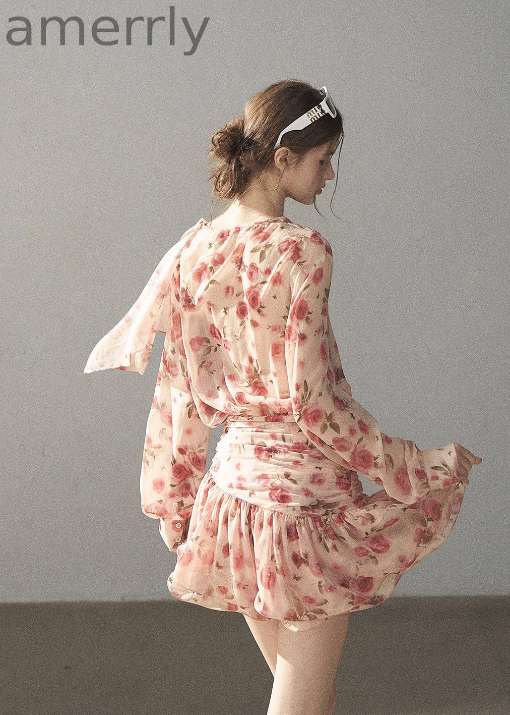 Garden of Longing Floral Chiffon Mini Dress