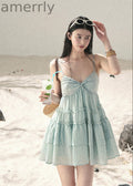Seafoam Drift Tiered Mini Dress