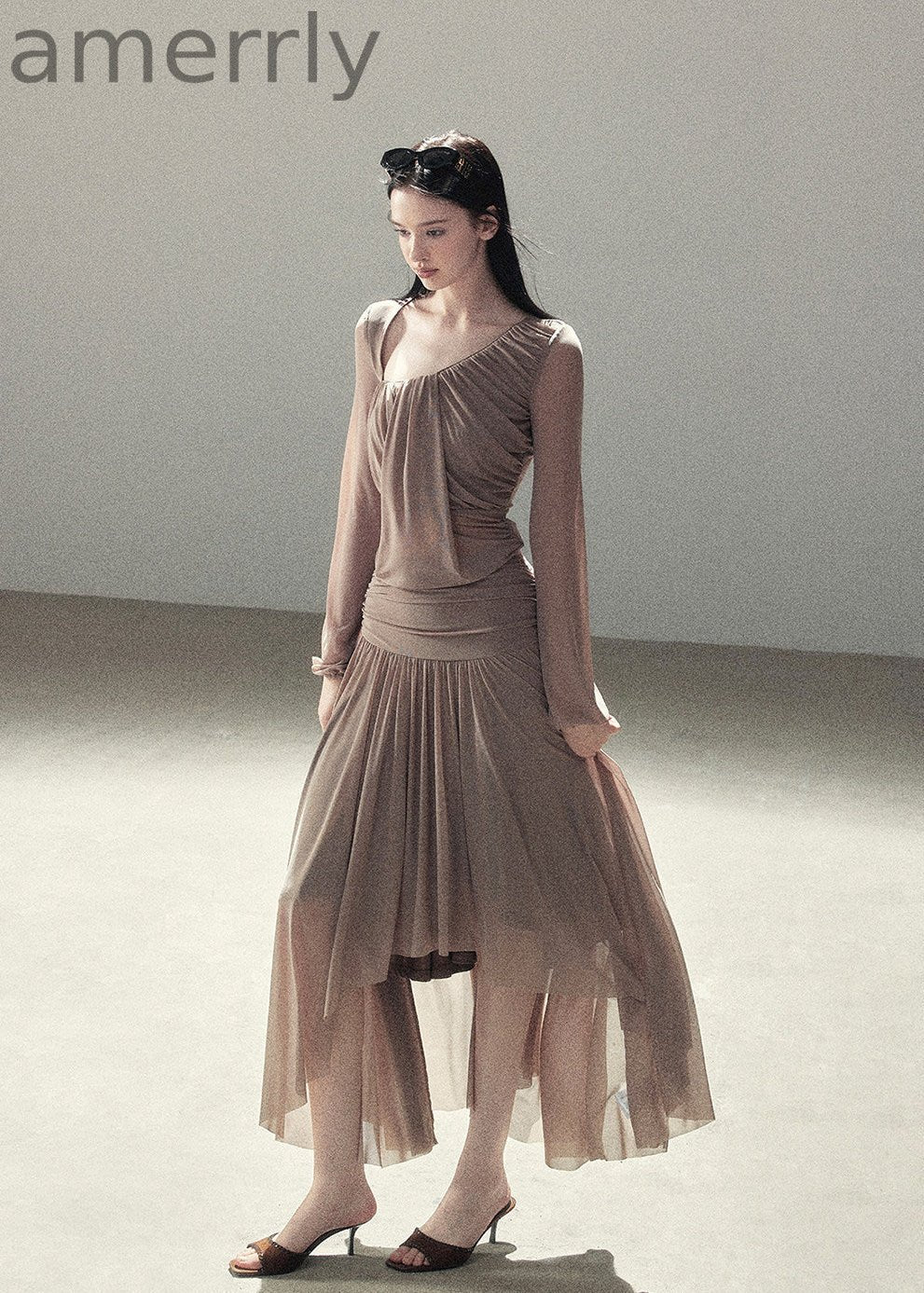 Autumn Rain Drape Top & Skirt Set