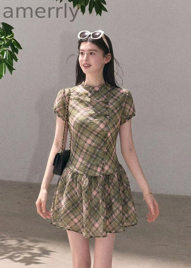 Misty Bloom Waist-Cinching Mini Dress