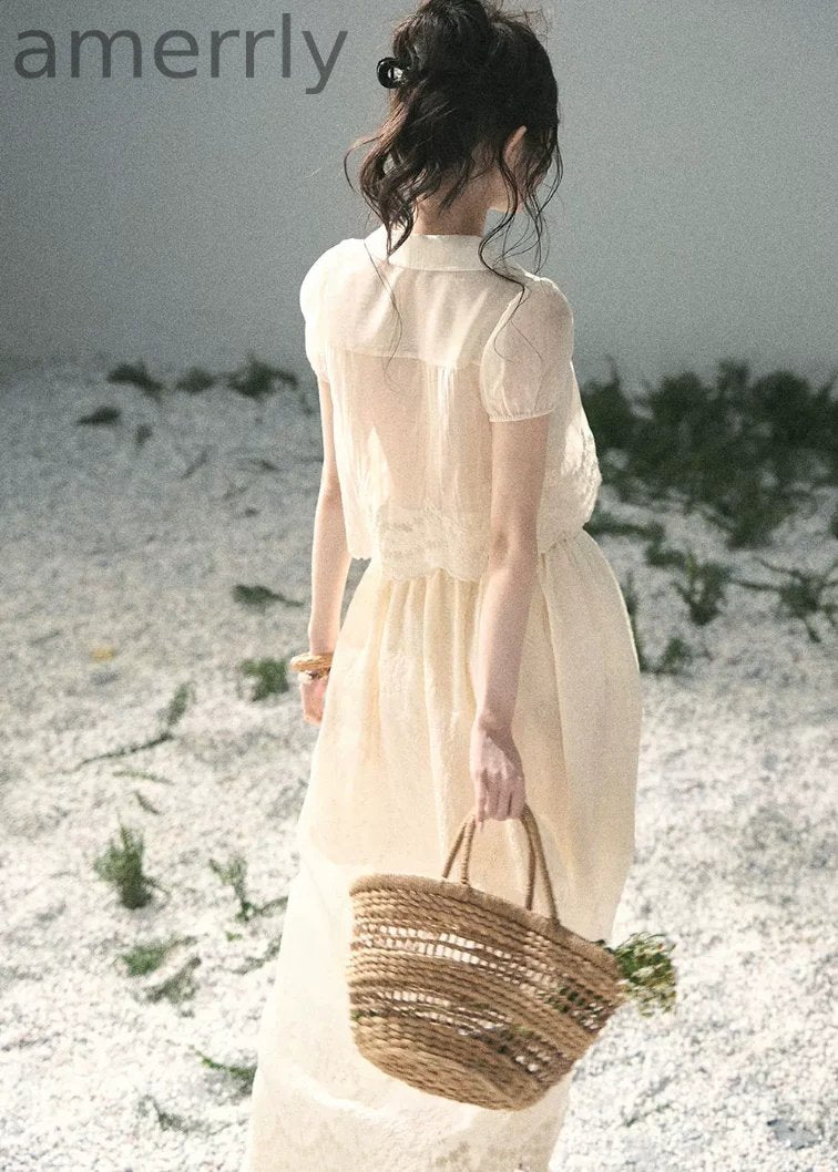 Apricot Blossom Lace Two-Piece Set