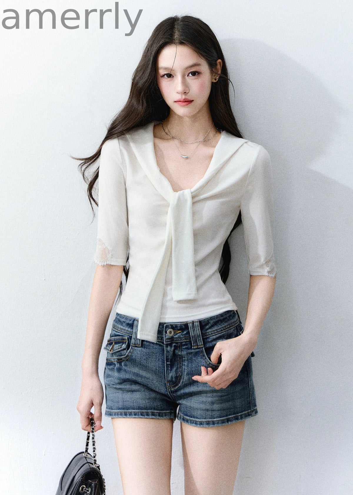 Glass Candy Lace Tie Top Set Set