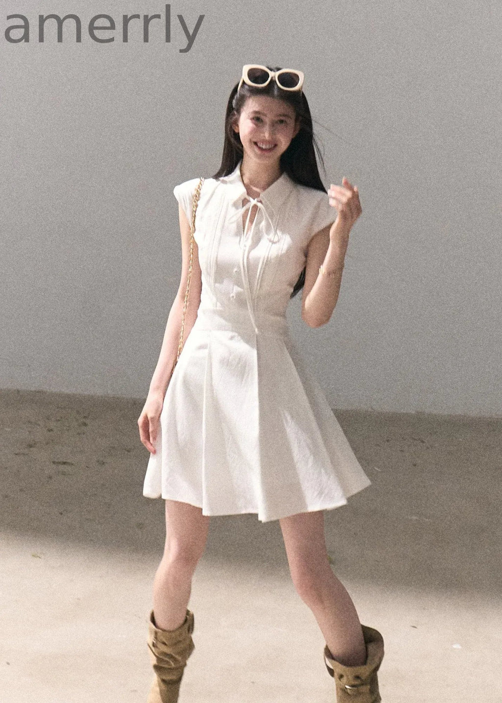 After Class Tie-Neck Shirt Dress