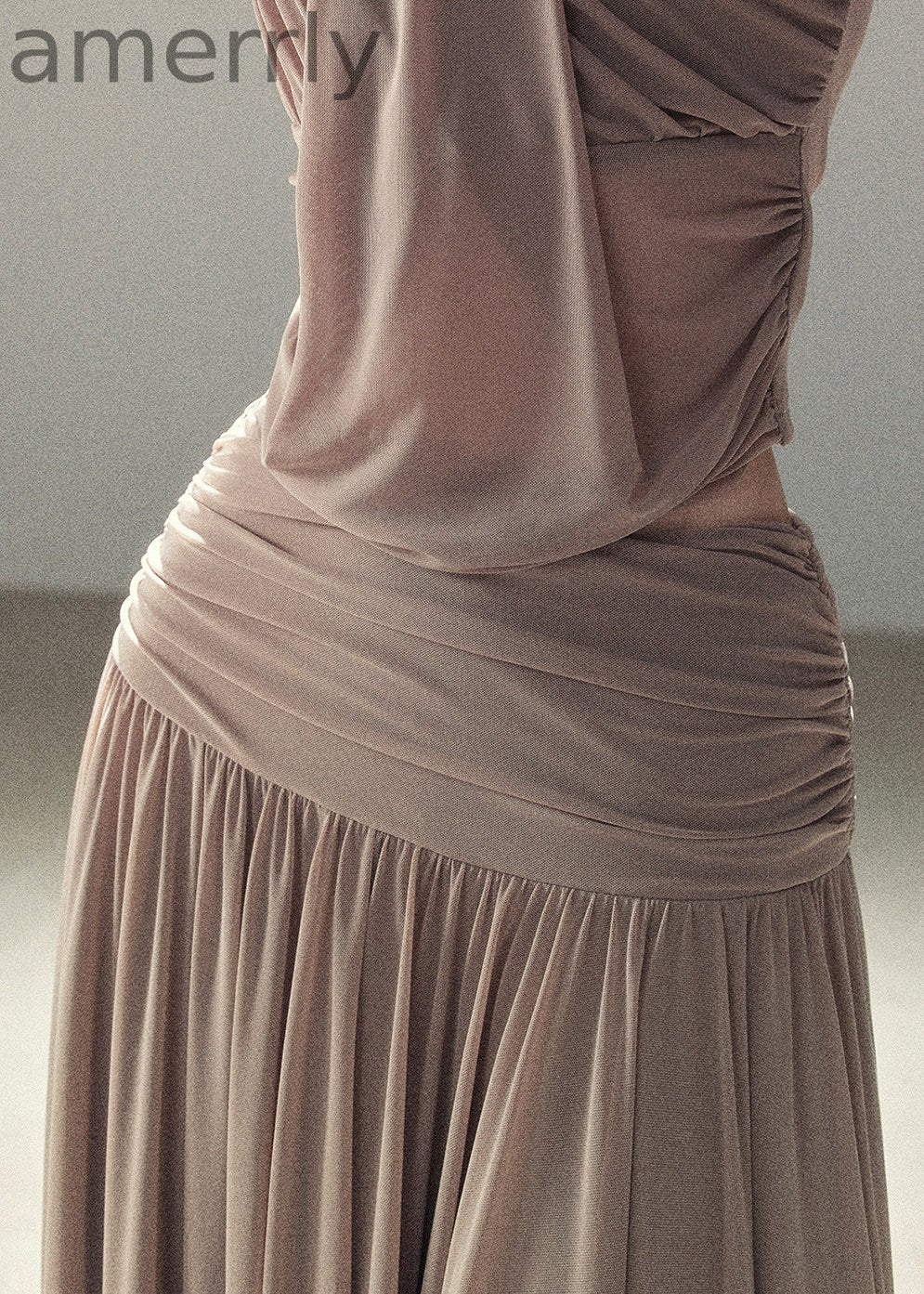 Autumn Rain Drape Top & Skirt Set